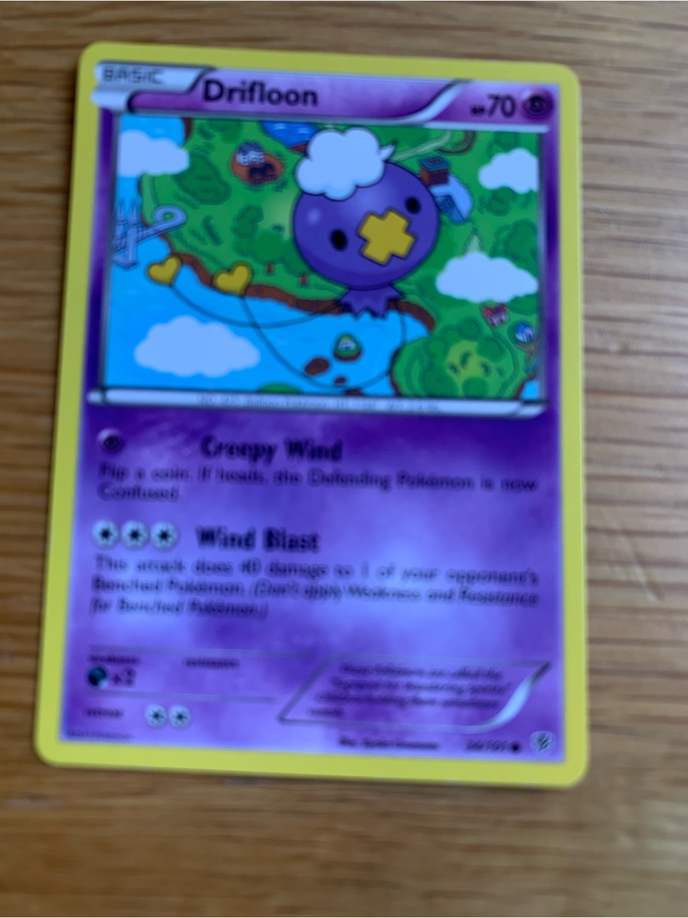 Pokemon Drifloon Purple Card with Yellow Border